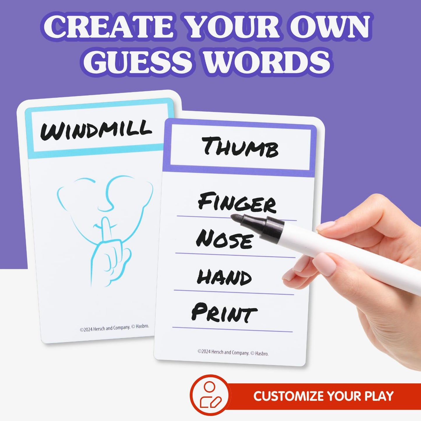 JOY FOR ALL Ageless Games Taboo Charades - Classic Low Vision Card Game, Purple, Includes 80 Customizable Word Guess Cards, Model A4204