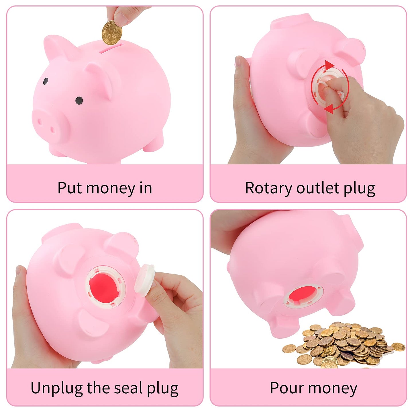 Rachan Large Piggy Bank For Boys And Girls,Unbreakable Plastic Pig Money Banks,Shatterproof Coin Bank For Kids Birthday Festival