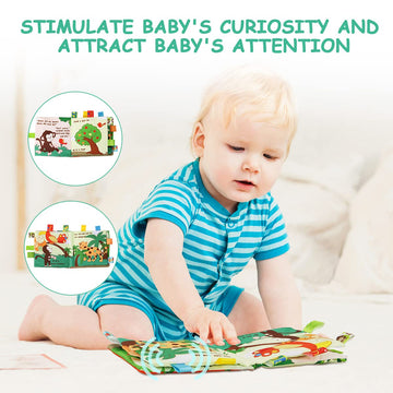 Vicloon Soft Baby Books Toys, Baby Soft Book With Animals And Label, Cloth Book Has 3D Touch And Feel Crinkle, Baby Soft Cloth Book For 0-3 Year Old, Educational Learning Toy Baby Books(Monkey)