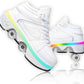 Double-Row Deform Wheel Automatic Walking Shoes Invisible Deformation Roller Skate 2 in 1 Removable Pulley Skates Skating Parkour (with Light  US8.5)