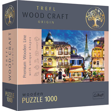 Trefl French Alley 1000 Piece Jigsaw Puzzle Wood Craft 27''X19'' Irregular Shapes, 100 Puzzles Of French Landmarks And Symbols, 