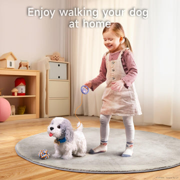 Or Or Tu Walking Barking Toy Dog With Remote Control Leash, Plush Puppy Electronic Interactive Toys For Kids, Shake Tail,Pretend