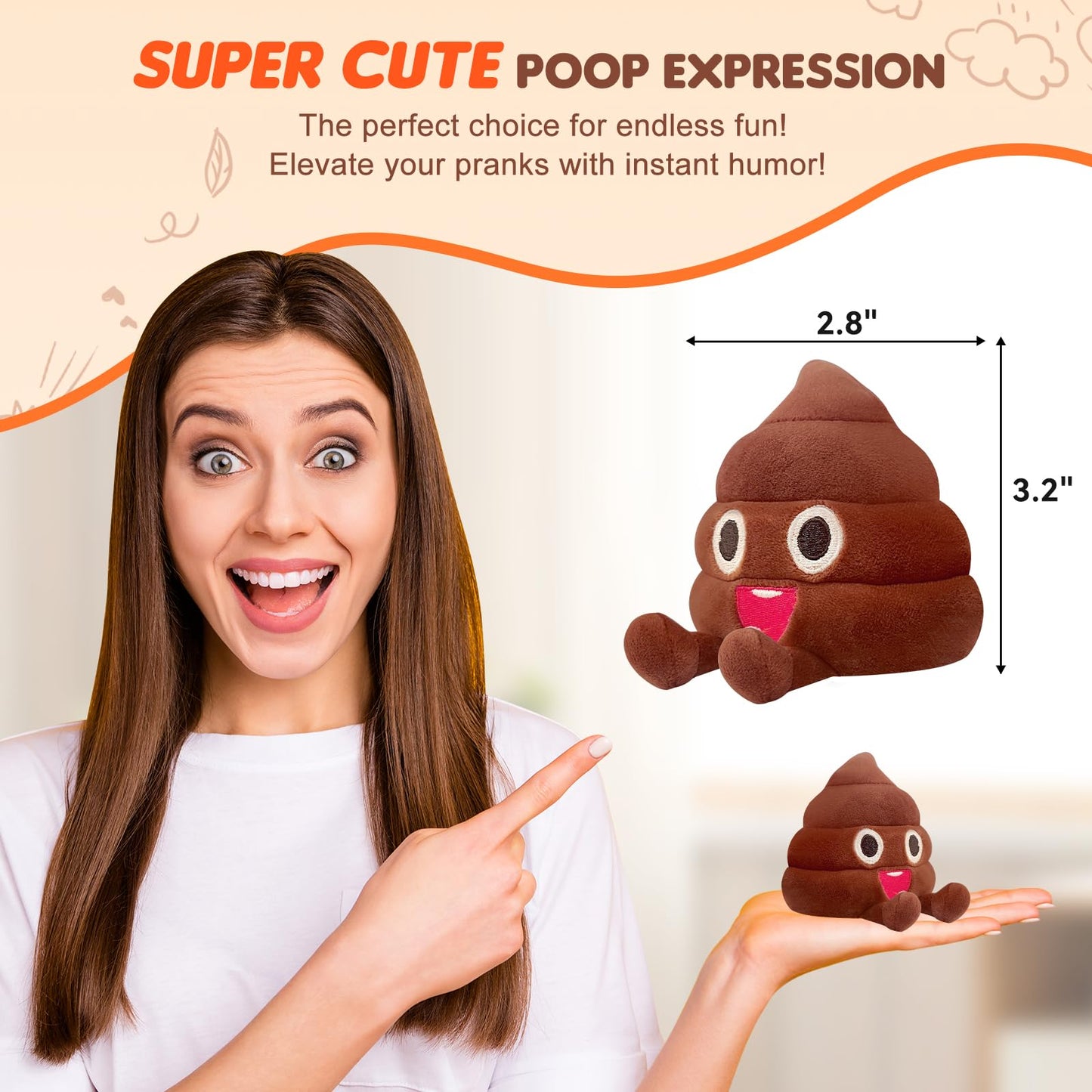Wyzoid Funny Farting Poop Plush Toy - 30 Hilarious Fart Sounds, Soft & Durable, Perfect Gag Gift For Kids, Pets, And Pranks - Re