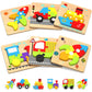 Yetonamr Wooden Toddler Puzzles Gifts Toys For 1 2 3 Years Old Boys Girls, 6 Vehicle Shape Montessori Toys Educational Blocks Kids Toys Gift Baby Learning Toy Age 1-3, 2-4