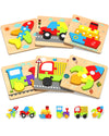 Yetonamr Wooden Toddler Puzzles Gifts Toys For 1 2 3 Years Old Boys Girls, 6 Vehicle Shape Montessori Toys Educational Blocks Kids Toys Gift Baby Learning Toy Age 1-3, 2-4