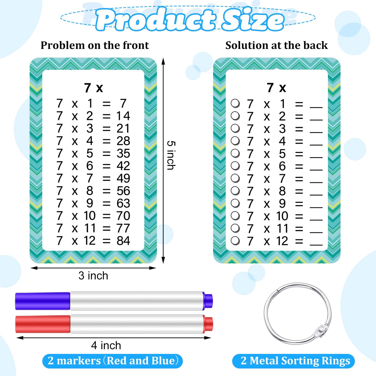 1 Pack of 13 Multiplication Flashcards with 2 Dry Erase Markers and 2 Rings Multiplication Flashcards Math Flashcards Educational Timetable Flashcards for 1st to 3rd Grades Fun Learning with Math Game