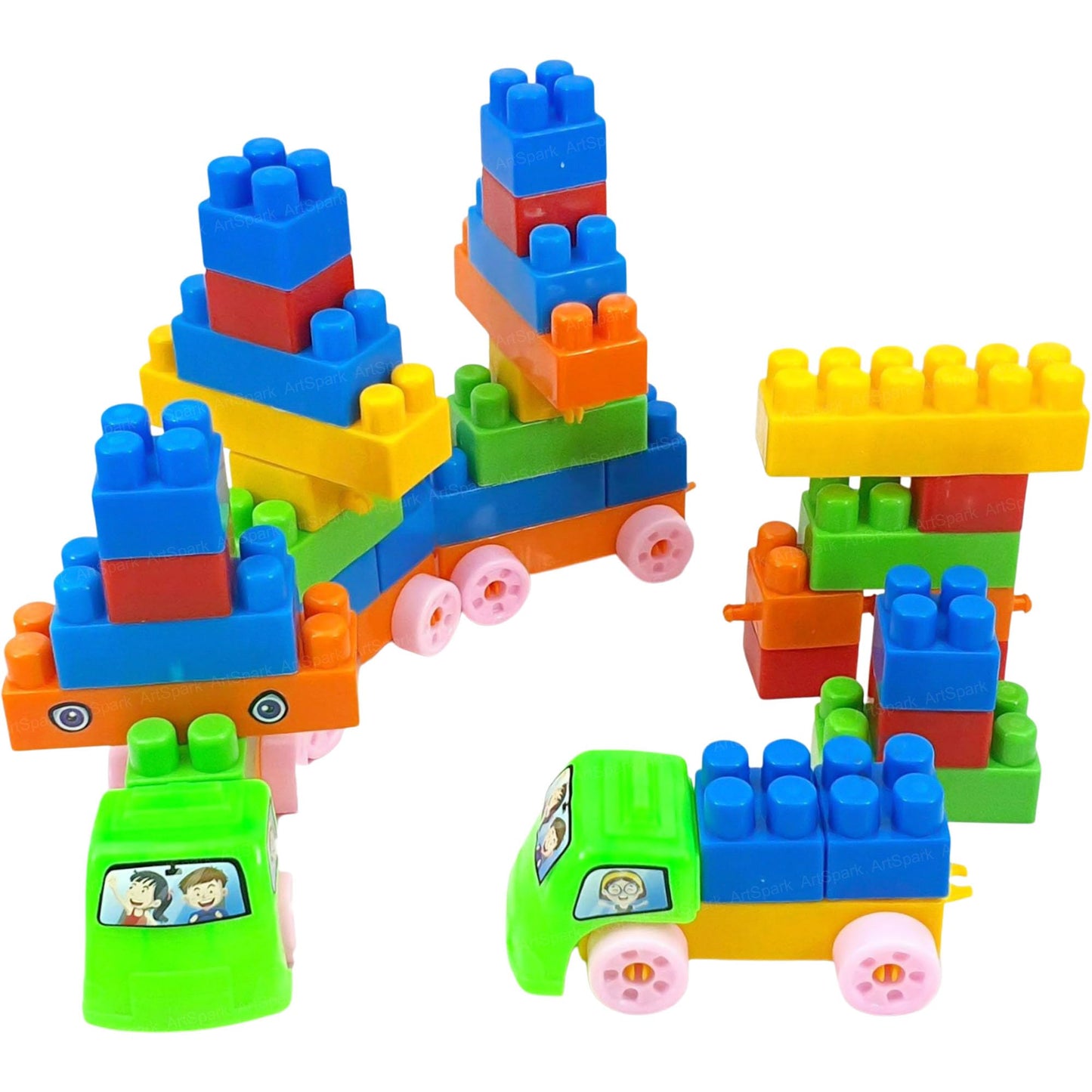Artspark Building Blocks Toy With Wheels For Kids  56 Pcs Diy Construction Block Set, Educational & Learning Toy, Creative Buil