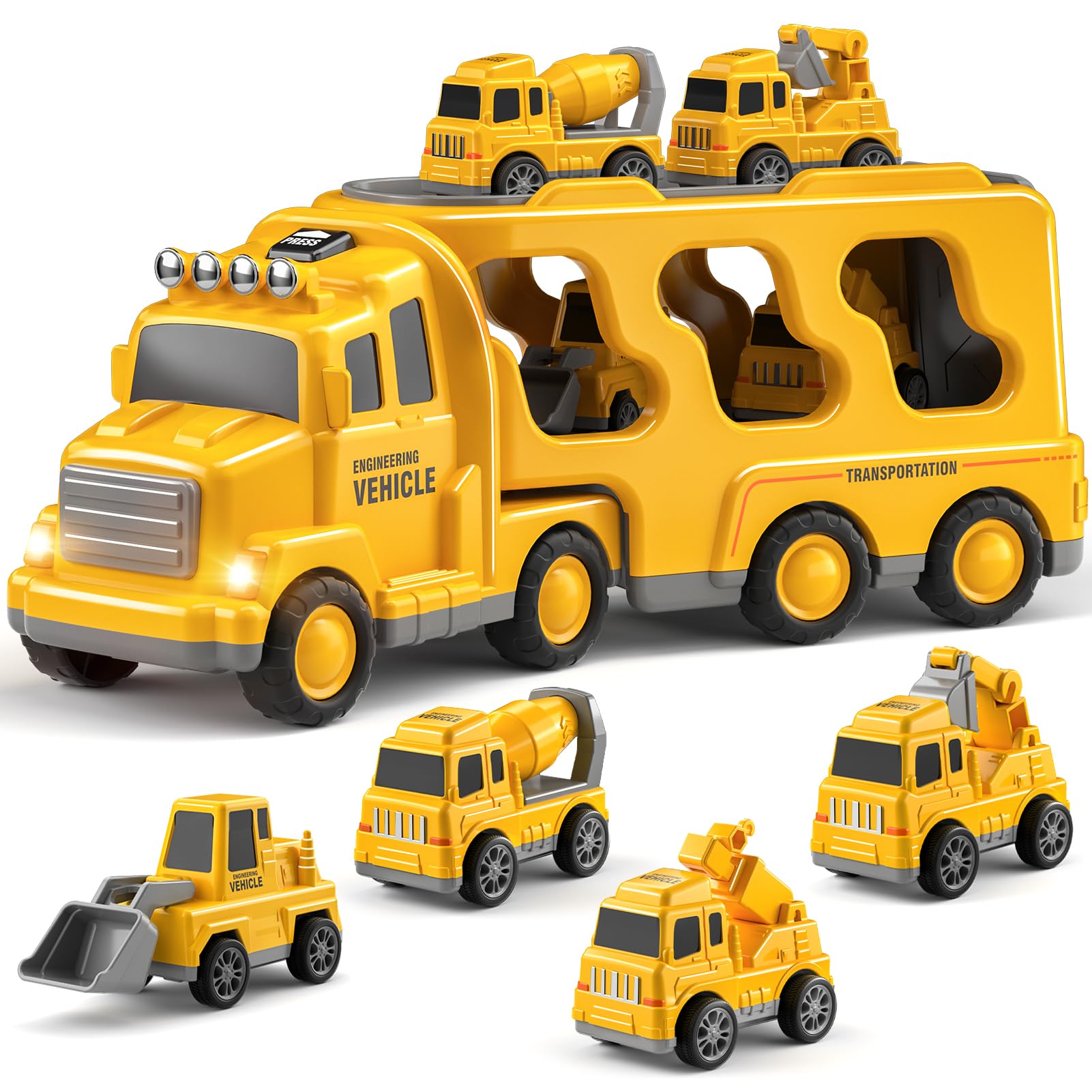 Bennol Toddler Boy Toys For 1 2 3 4 5 Year Old Boys, Toddler Car Trucks Toys For Toddler Boys Ages 1-3 3-5, 5 In 1 Construction 