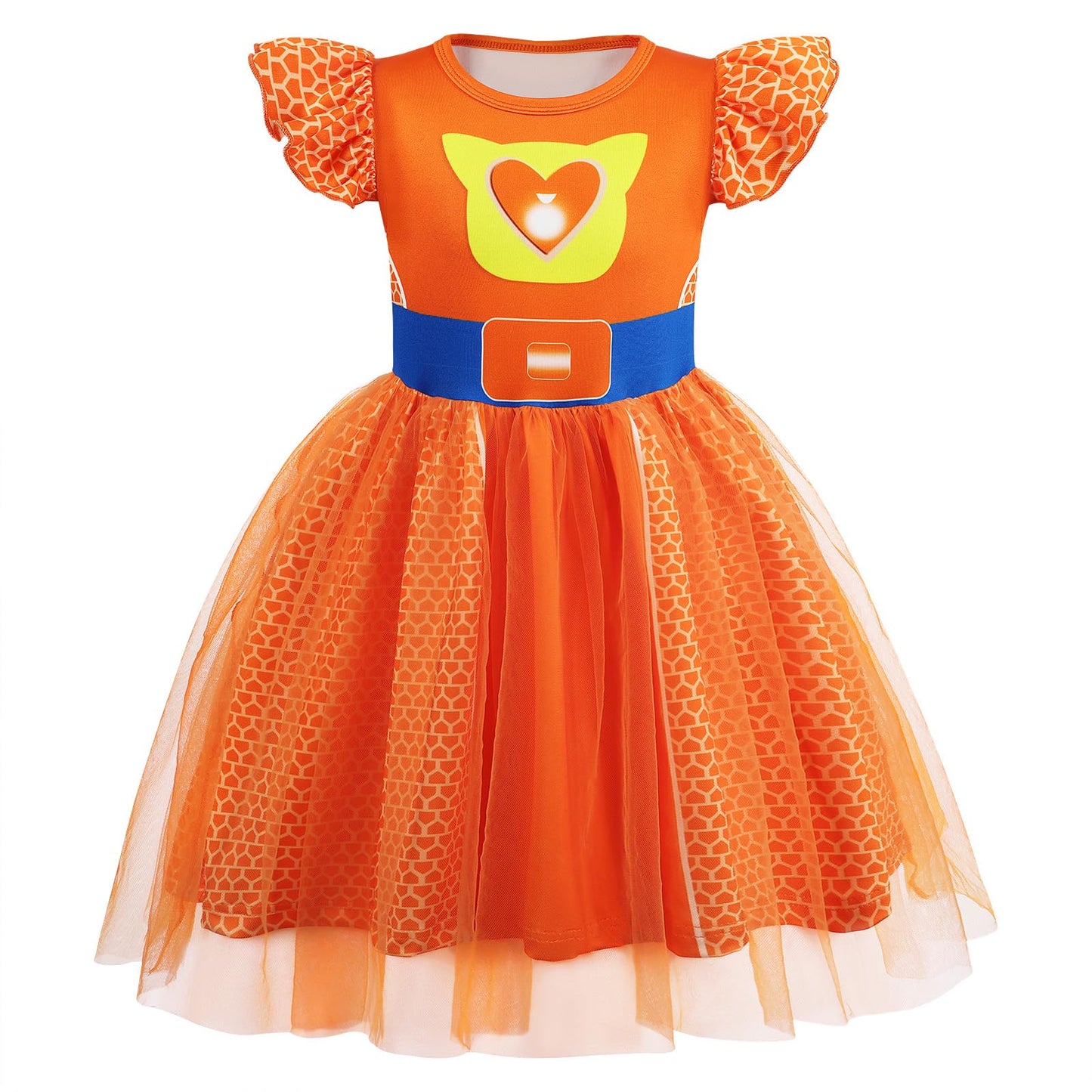 Marendyee Kitties Costume for Girls Kids Halloween Cosplay Outfit Tulle Mesh Dress Flutter Sleeve