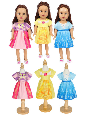 Benylion Girls Doll Clothes 14-16 Inch Doll Princess Costume Dress For 14-16 Inch Doll Include 3Pcs Different Princess Dress Fit