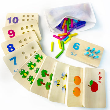 Wooden Number Counting Peg Board, Montessori Kids Math Counters, Montessori Counting Toys For 3 4 5 Years Old Kids, Toddler Preschool Learning Toys, Kindergarten Homeschool Autism Learning Materials