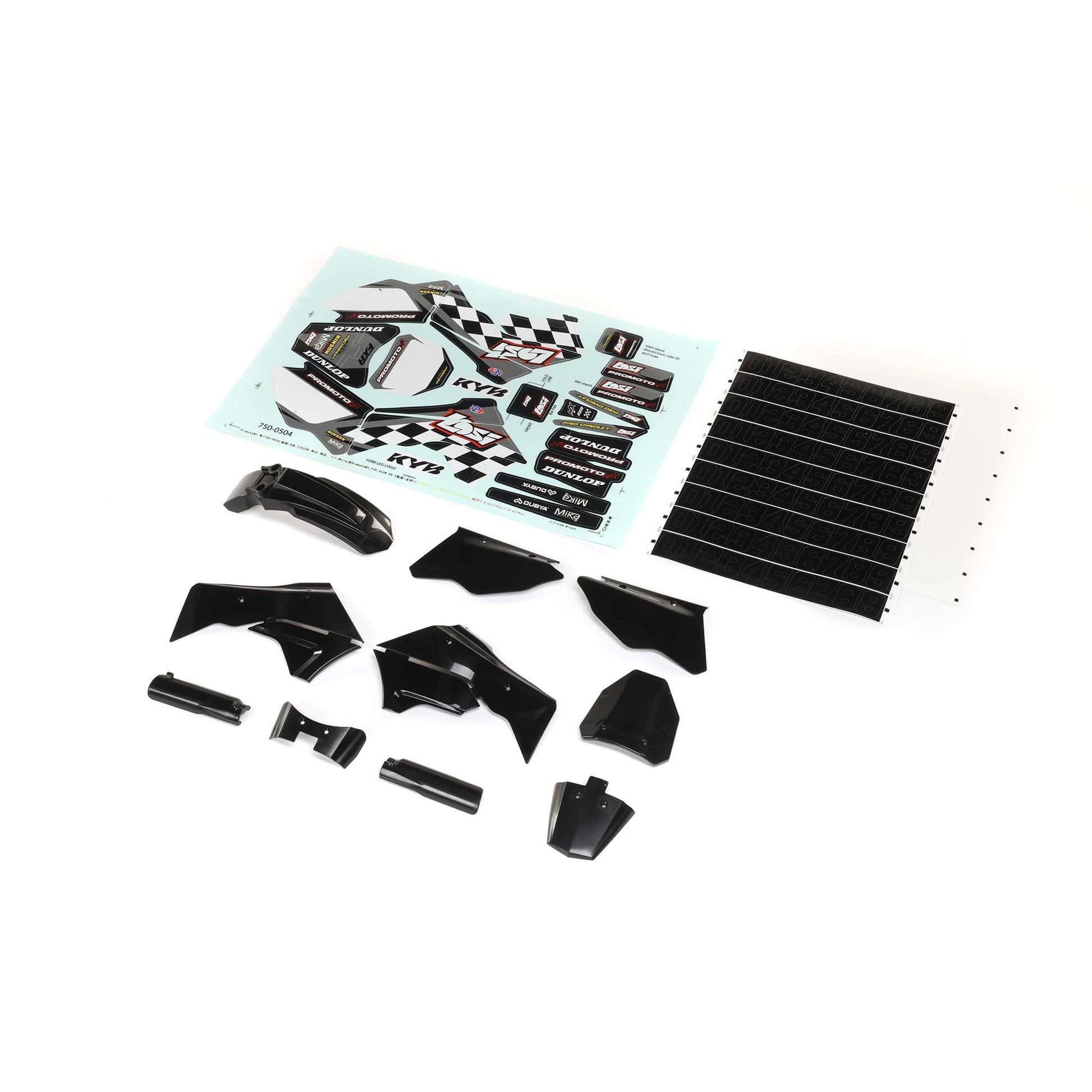 Losi Black Plastics w/Wraps PM-MX/SM LOS260006 Electric Car/Truck Option Parts
