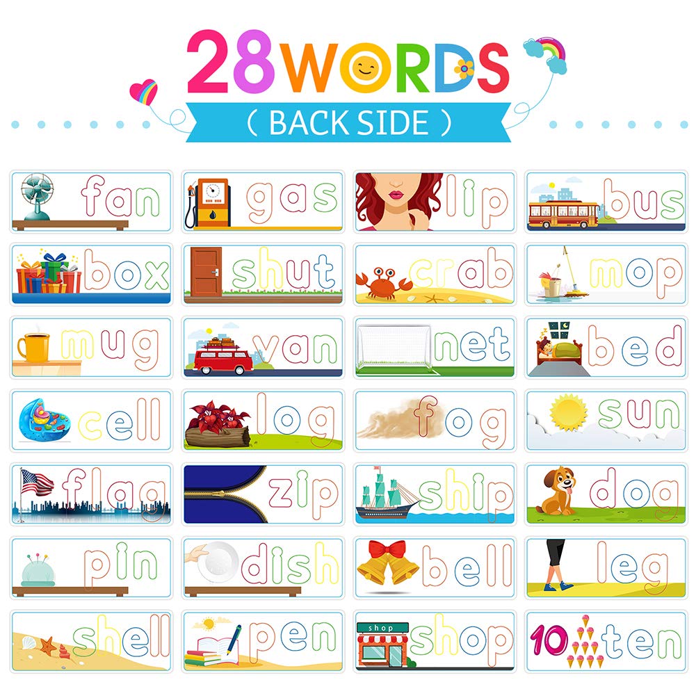 KMUYSL Learning Toys - See & Spell CVC Word Builders, Wooden Alphabet Cards for Kids 2-6 Years, Multicolor, Model Letter-Puzzles422