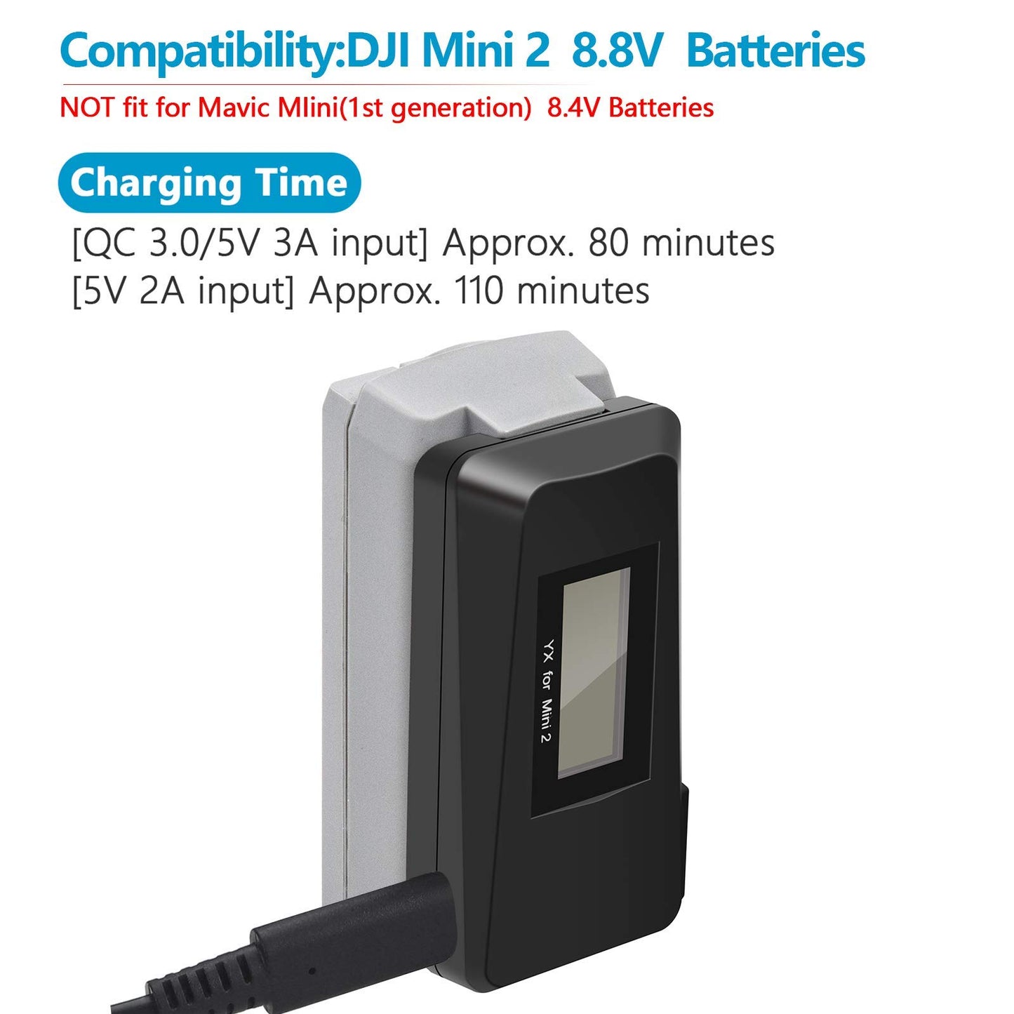 Hanatora USB Battery Charger with Quick Charge 3.0 for DJI Mini 4K/2/Mini SE/2 SE Drone,Indicator Display Raqid Charging Hub Acc