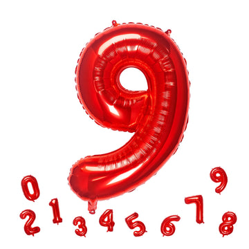 Meiduoco 32 Inch Red Number 9 Balloon (Aluminum, Self Sealing, 1.0 Count, Birthday, Unisex, Number 9)