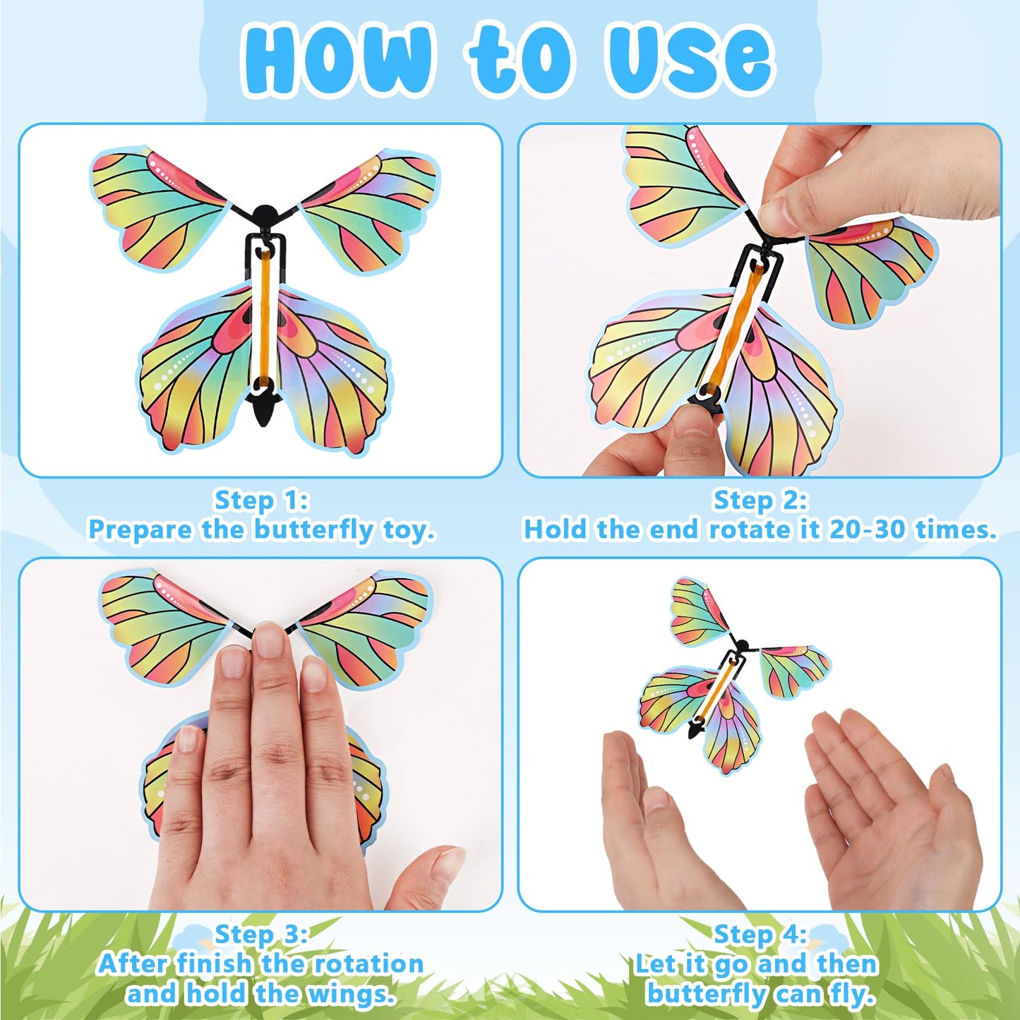 120 Pcs Flying Butterfly Toys Wind Up Flying Butterfly Card Surprise Gifts Butterfly Fairy Flying Toy in The Book Rubber Band Powered Gifts for Christmas Wedding Birthday Teacher Appreciation Gift