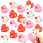 Kockuu 20Pcs Rubber Ducks With Cards Gift Valentines Day Party Favors Small 2.36    Assorted Pink Red White Squeaky Duckies In B