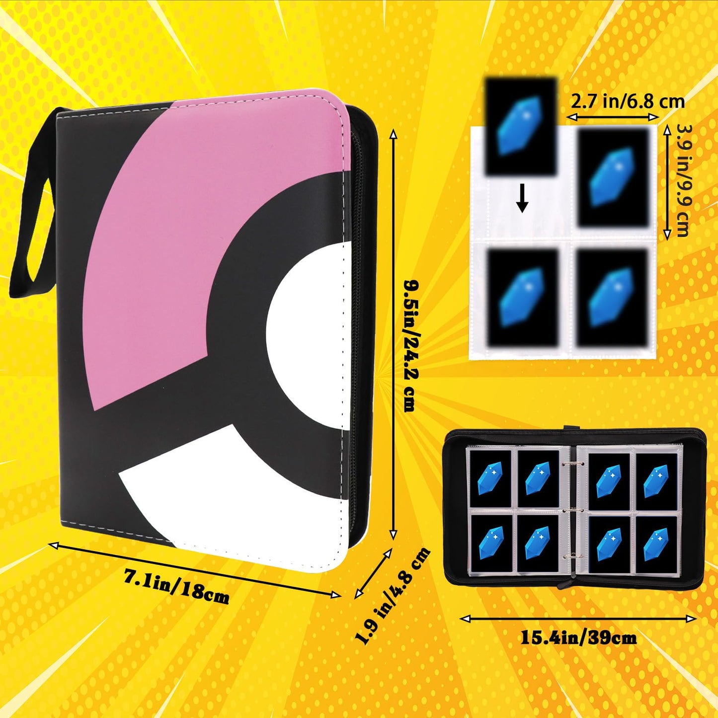 Card Binder 4-Pocket  400 Pockets Fashion Design Trading Card Holder for Sports Card enhanced Card Book Sturdy Card Holder (Pink  400 Card)