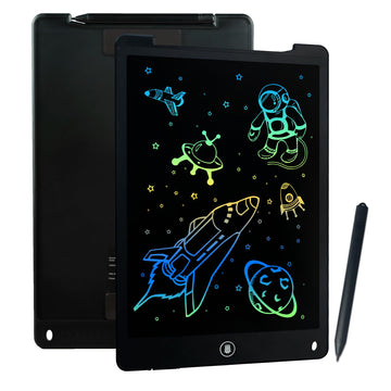 Jonzoo Lcd Writing Tablet 15 Inch,Toys For 3 4 5 6 7 8 9 Years Old,With One-Touch Clearing & Locking Function,Drawing Doodle Board Scribbler Pad With Ruler Gift For Kids(Black)