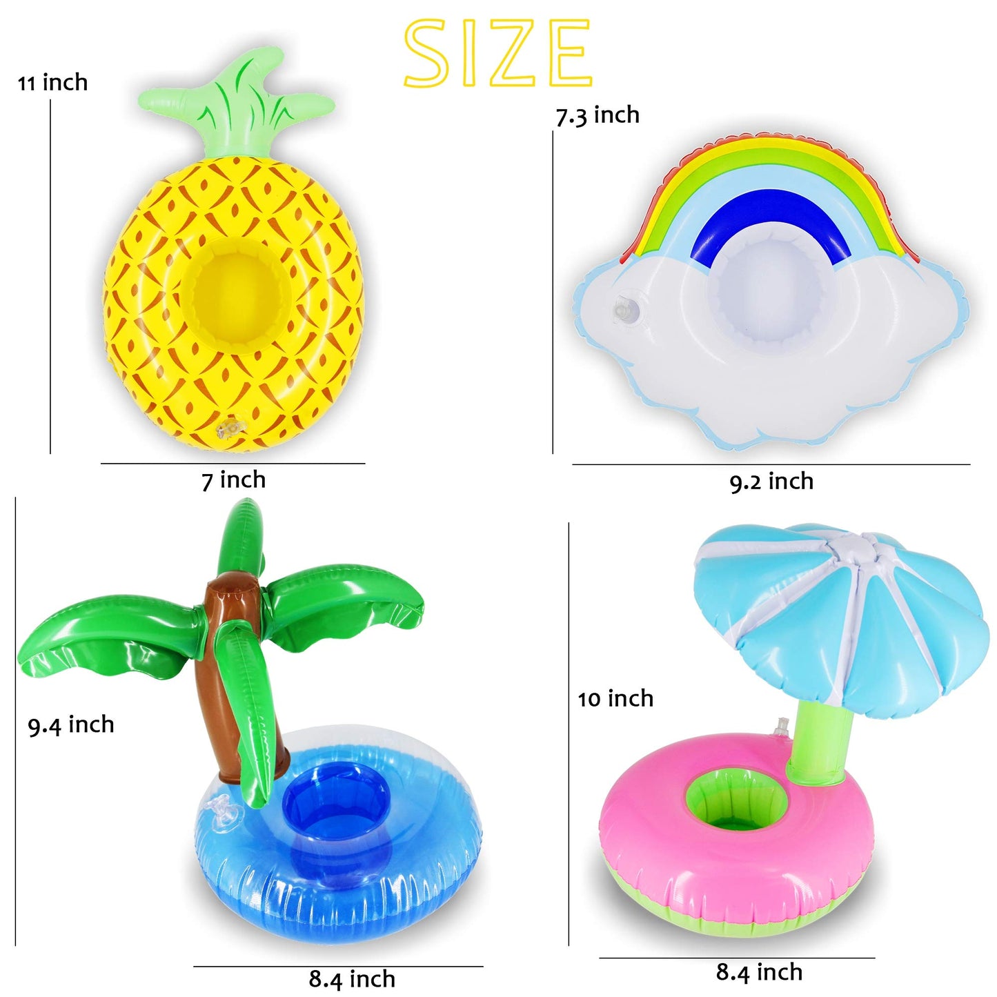 Zcaukya 12 Pack Inflatable Floating Drinking Holders, Drink Floats Inflatable Cup Coasters For Pool Party