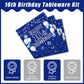 Kepeel 96Pcs 16Th Birthday Party Tableware Set, Blue And Silver Happy 16Th Birthday Party Decorations Supplies For Boys Girls 16