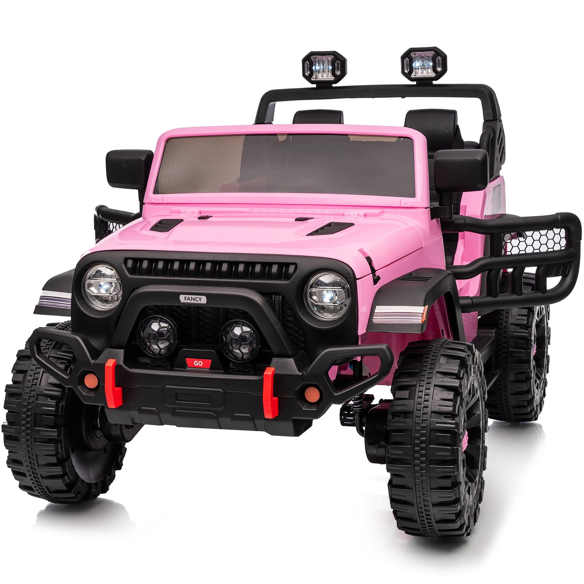 Outfunny 2-Seater Ride on Truck Toy  12V Electric Truck Car for Kids Boys Age 4-8 w/Remote Control  Bluetooth  Capacity 150lbs - Pink
