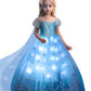 Uporpor Princess Dresses For Girls Toddler Princess Costume Dress Up Clothes For Girls Halloween Costume With Cape For Christmas, Birthday, Party, Led Light No Assembly Needed, 140