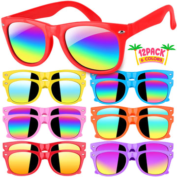 Joycover Kids Sunglasses Bulk, 12 Pack Kids Sunglasses Party Favors For Kids 4-8 3-5, Neon Kids Sunglasses For Beach Pool Birthd