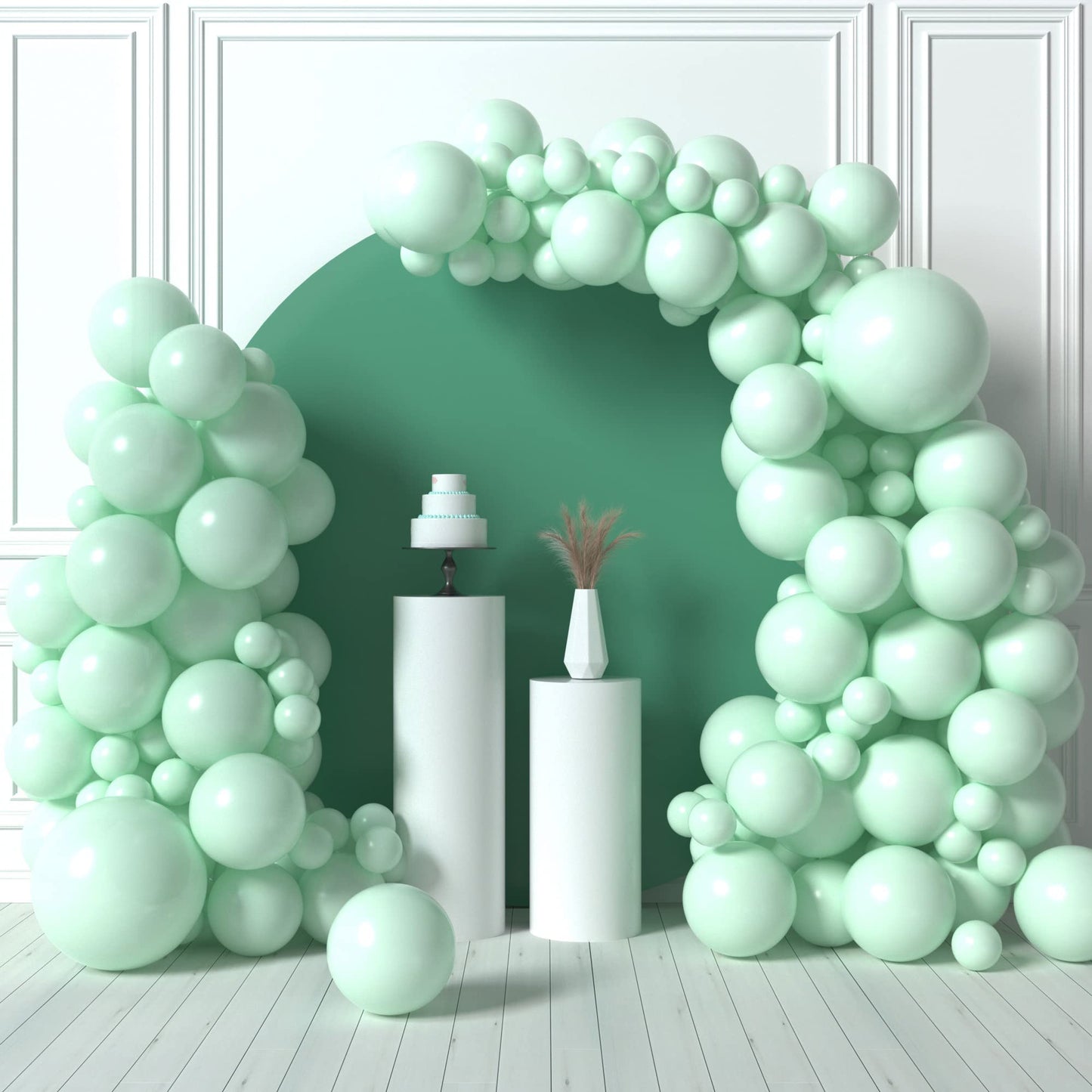 House Of Party Pastel Mint Balloon Garland - 90 Pcs | 5/12/18 Inch Mint Green Easter Balloons | Light Mint Balloons For Graduati