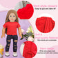 AugFrog 5 Pcs T-Shirts for 18 Inch Dolls, Summer Outfit Doll Clothes Accessories, Short Sleeved Classical Tee Fit - Red