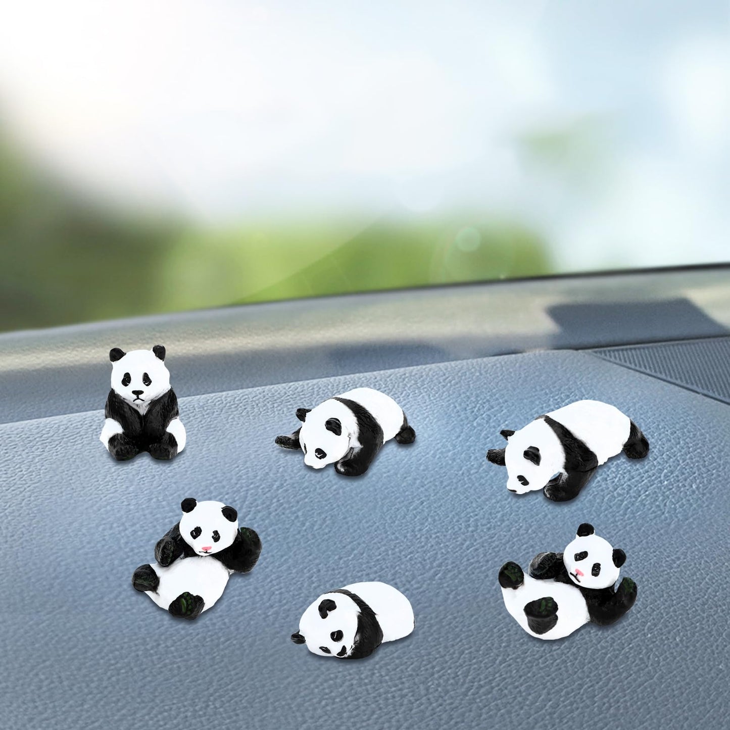 Onest 16 Pieces Mini Panda Figurines Set Miniature Model Pandas Bamboo Toys Pandas Cake Toppers Decoration Small Panda Figures F