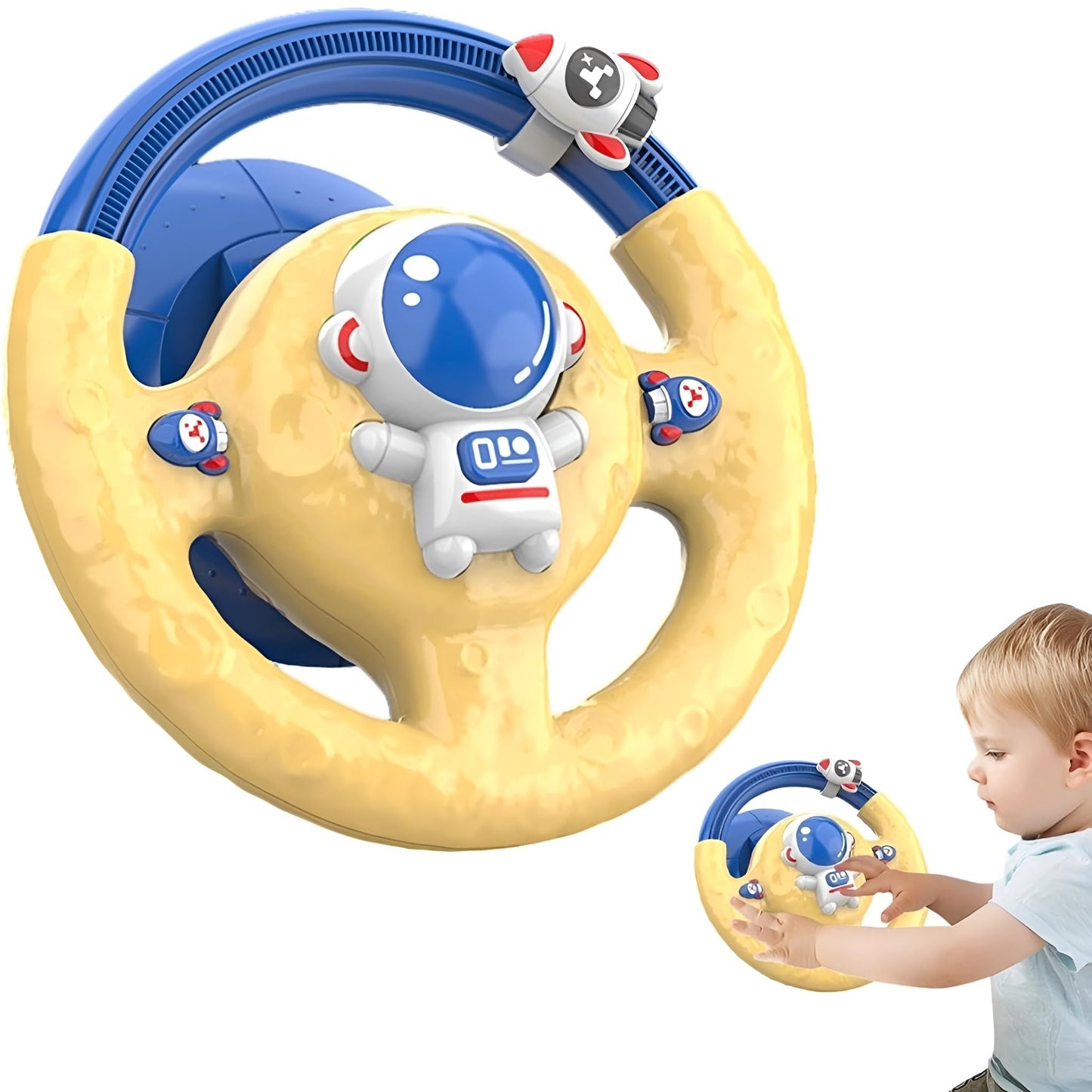 Toyrentto Astronaut Light & Sound Steering Wheel For Toddlers & Kids Musical Simulated Driving Toy With Suction Base | Educatio