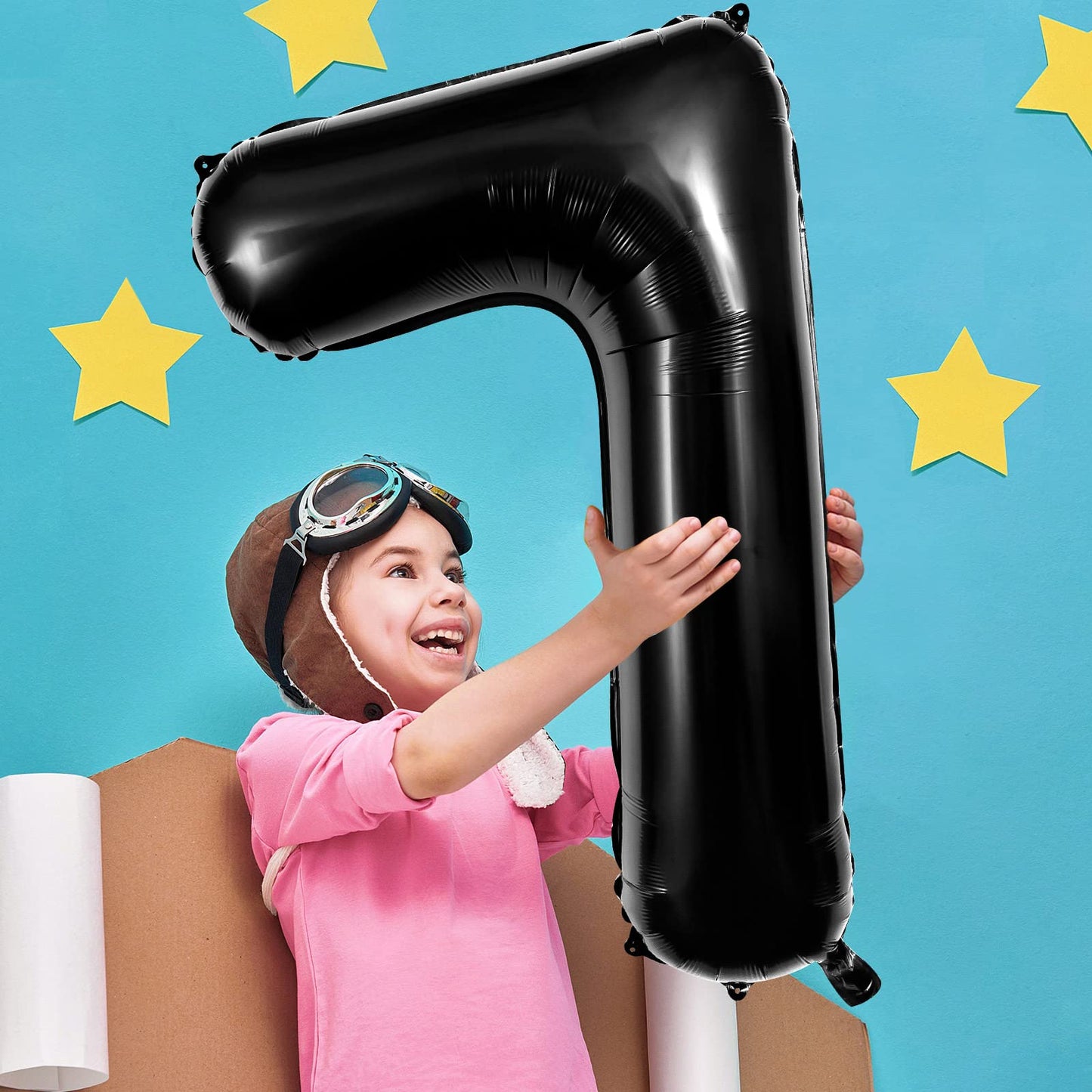 Large Black Number 7 Balloons, 40 Inch Foil Balloons, Giant Number Balloons For Women/Men Birthday Party Anniversary Celebration