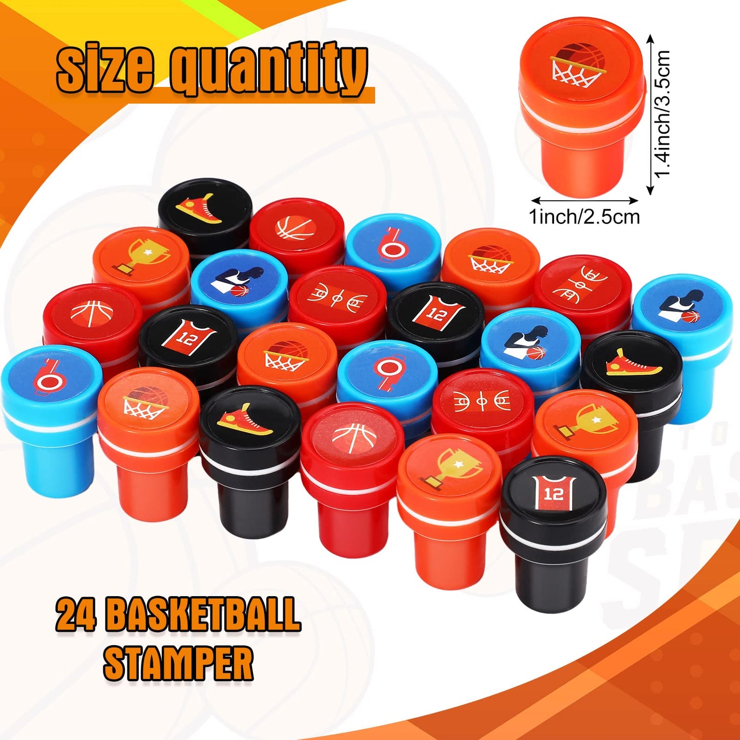 Aoriher 122 Pcs Basketball Party Favors, Includes Basketball Stampers, Hoop Pens, Mini Pencil Erasers, Stickers, Self Inking Sta