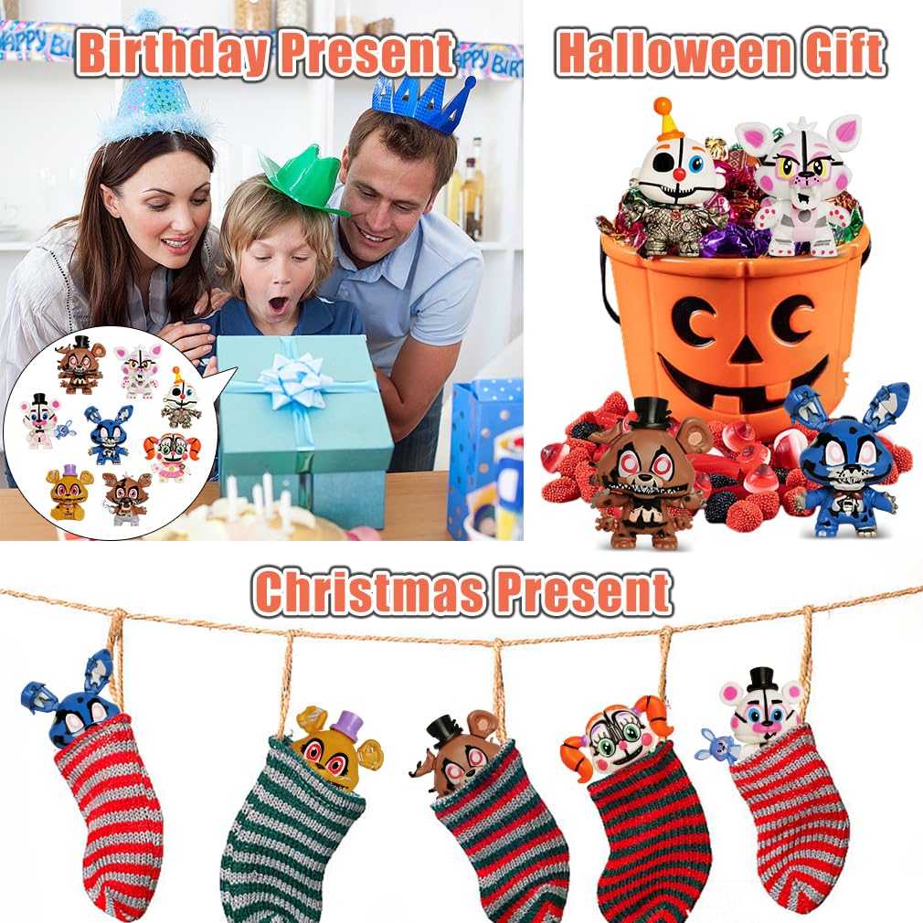 Lasama Action Figures, 8Pcs Game Figurines Toys With 50Pcs Sticker For Video Games Fans, 2.6 Inch Collectible Playset For Boys And Girls For Cake Toppers Decorations