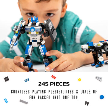 Jitterygit Robot Police Mech Glow In The Dark Toy Cop Gift, Swat Action Figure Buildable Stem Building Superheroes Soldier - Cool Present For Boys, Girls, Kids, Children Ages 6 7 8 9 10 Year Olds