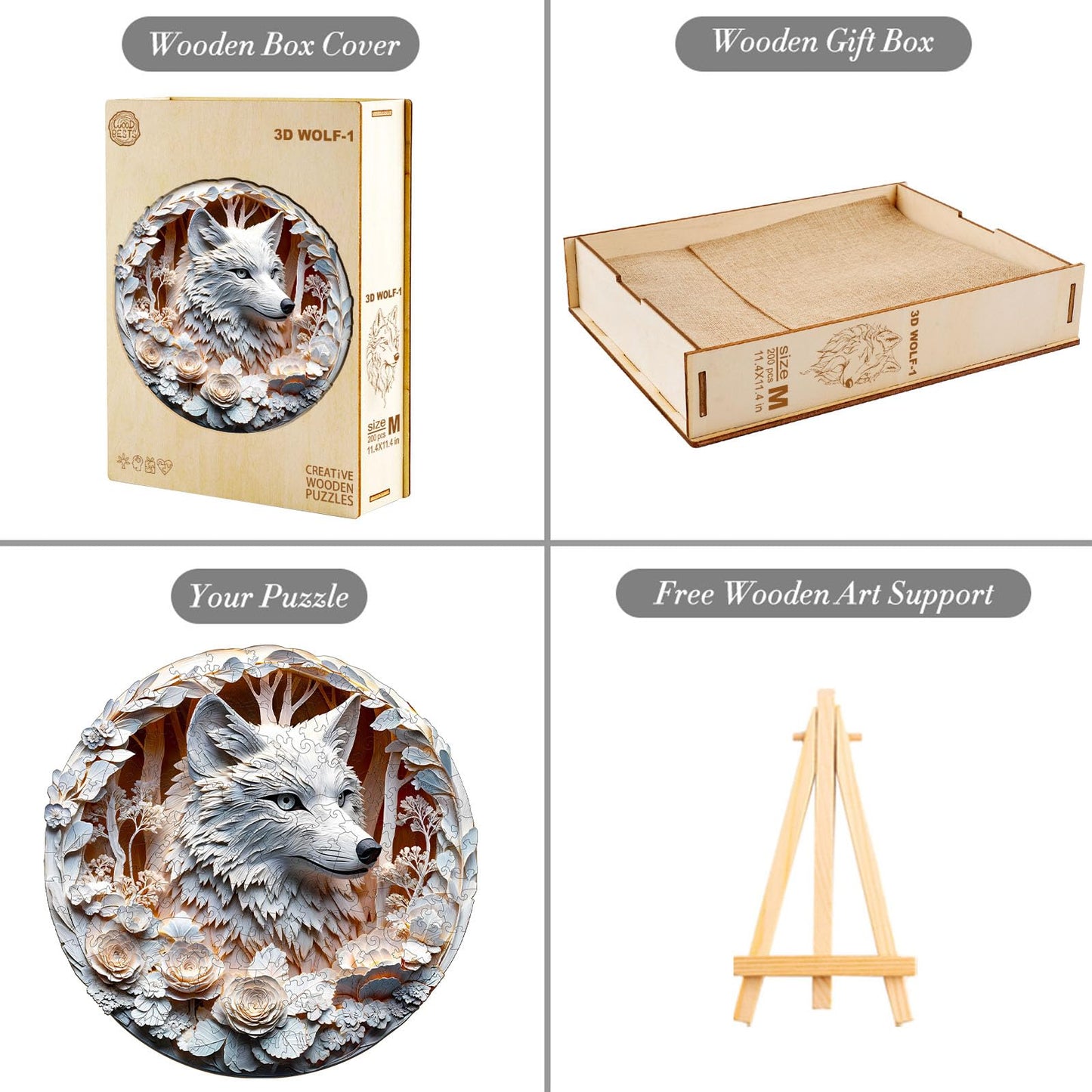 KAAYEE Wooden Puzzles for mature-themeds  3D Vision Effect Wolf Wooden Jigsaw Puzzles Unique Shape Advanced Wood Puzzle mature-themed  Flat Puzzle Birthday Fathers Family Game (S 8.5 * 8.5in 100pcs)