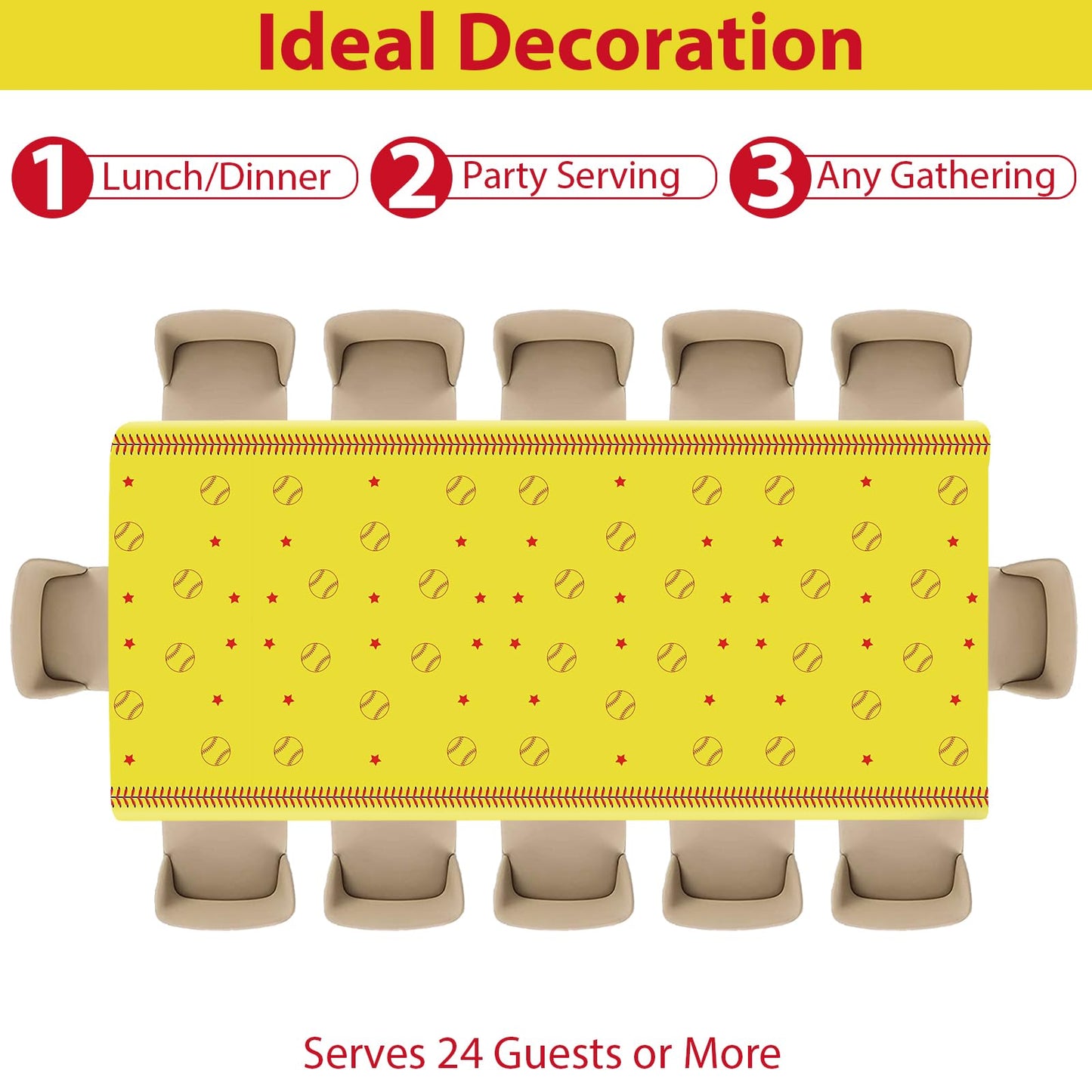 Qyeahkj 24 Guests Softball Party Decorations Paper Plates And Napkins Tablecloth Set Softball Disposable Birthday Party Tablewar
