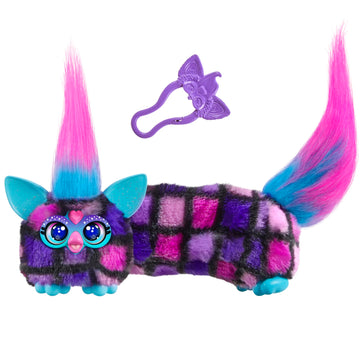 FURBY DJ Furblets Dis-Co-Dazz Mini Electronic Plush Toy with Funny Stretchable Sound Effects & Music, Speaks Furbish, Pink, Purp