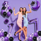 Naninuneno 17Th Birthday Decorations Set For Girl Women Boy Men,Purple Black 17 Happy Birthday Balloons Supplies With Purple Num