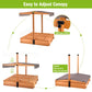 Kids Wooden Outdoor Sandbox W/Canopy, 2 Foldable Bench Seats, Retractable Roof Sand Protection Liner 47X47-Inch
