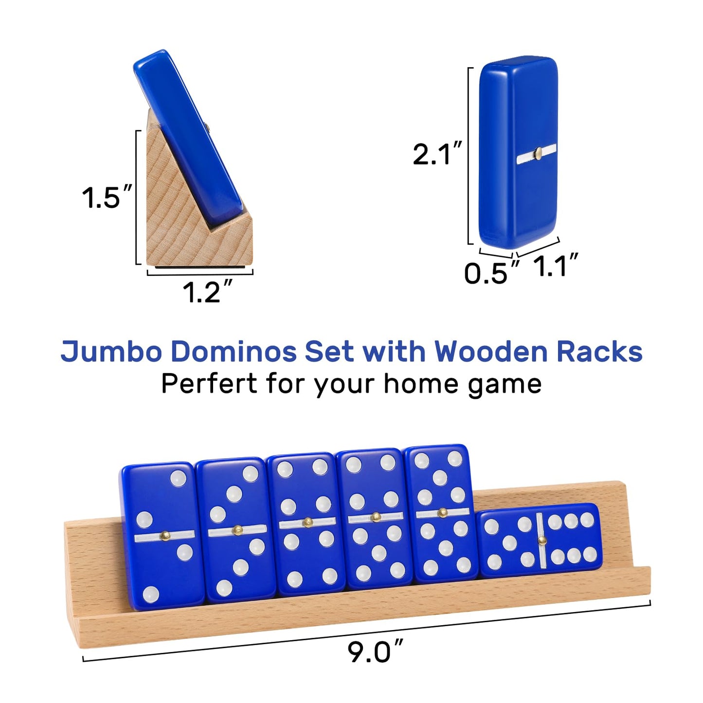 uvcany Dominoes Set for Adults with 4 Wooden Racks/Trays, Double Six Travel Portable Case 6 Tiles Holders, 28 Dominos Family Boa