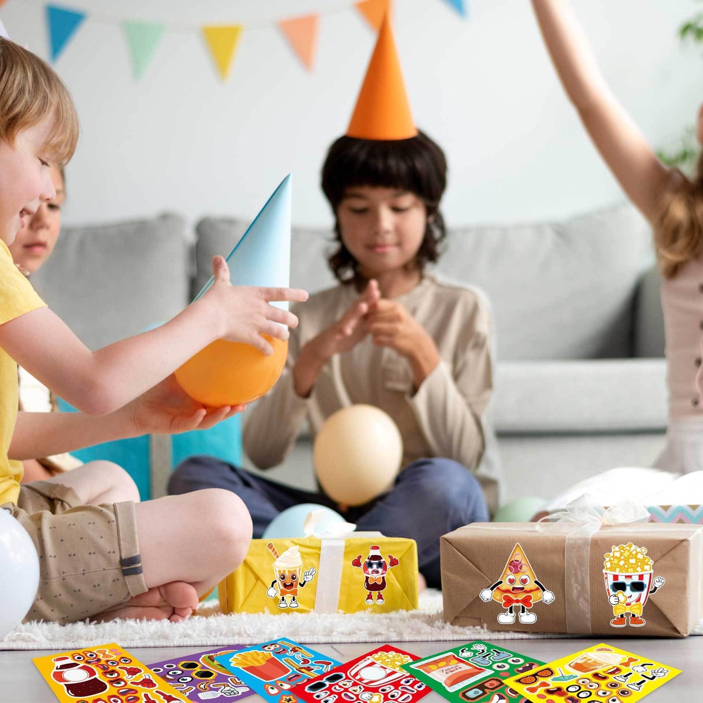 24 Sheets Make Your Own Fast Food Stickers Make A Face Stickers For Kids Toddlers With Hamburger Hot Dog French Fries Pizza Ice