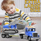 DOWELLIN 22" Semi Truck Toy Carrier with Excavator, Sound & Light, Friction Powered, Blue, Model PY6811B, Ideal for Boys & Girls 3-8 Years