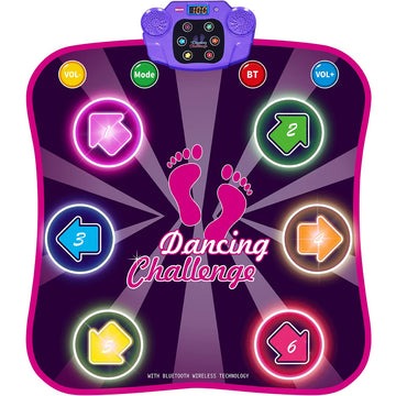 Kids Dance Mat For Girls - Toys For 4 5 6 7 8-10 Year Old Girl Birthday Gifts - Girl Toys For Ages 5-7 6-8 8-12 - Electronic Dance Pad With Light Up 6 Button - Wireless Bluetooth - 5 Game Modes