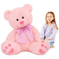 Morismos 39 Inches Pink Giant Teddy Bear Plush Toy,Big Bow Bear Stuffed Animal Plush, Soft Bear Plush Gifts For Kids,Girlfriend 