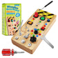 Tenfans Wooden Montessori Busy Board With Led Light Switch And Screwdriver Tools - Sensory Toy For Toddlers 3+ Year Old Boys - T