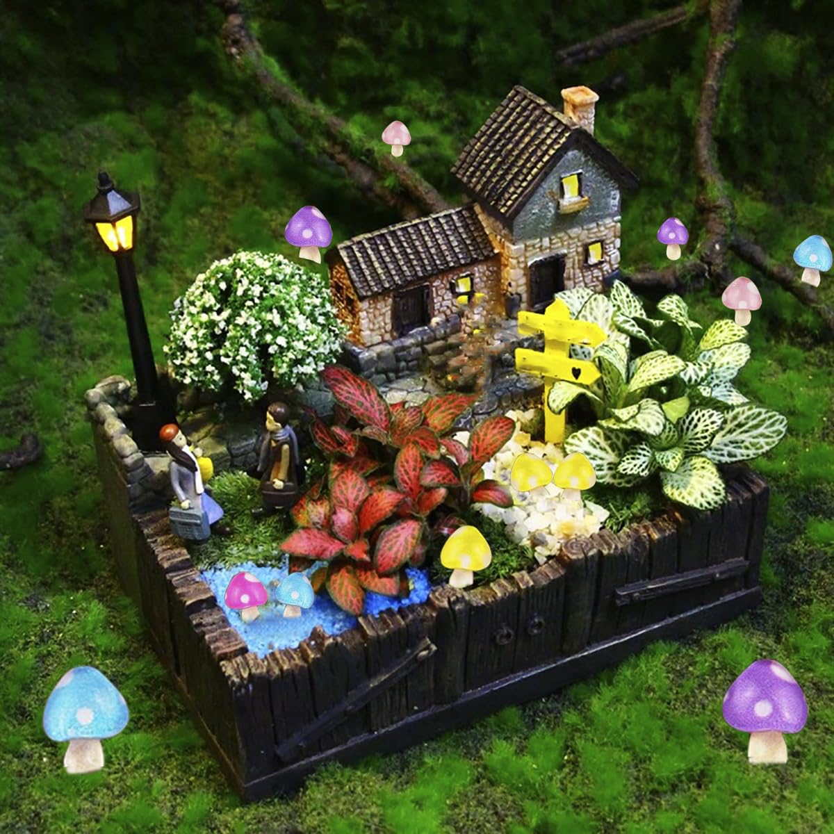100Pcs Resin Mushroom For Crafts Dollhouse Miniatures Resin Mini Things Tiny Mushrooms For Fairy Garden Dollhouse Micro Landscap