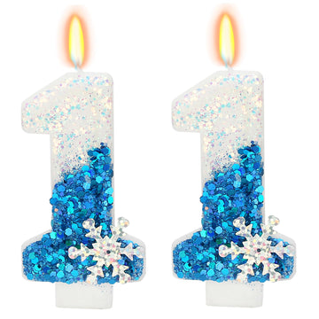 Snow Themed Birthday Candles, 11th Birthday Candle for Party Supplies, Winter Birthday Party Supplies, 2.76 inch Number 11 Candl