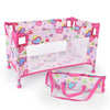 Chyyeerkidd Toy Baby Doll Crib For 18'' Dolls, Cute Pink Heart Designed Baby Doll Bed With Carry Bag, Toy Crib Doll Furniture Fo